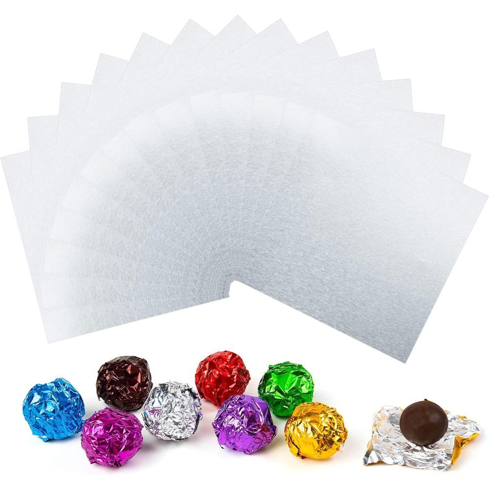 

100 шт. оберток для конфет из фольги - квадратная оберточная бумага 10x10 см для самостоятельного изготовления шоколада, упаковки конфет и поделок своими руками glossy