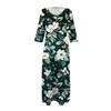 Damska Sukienka Midi z Tuniką w Stylu Vintage z Nadrukiem, Talia, Letnia Casualowa Sukienka z Rękawem 3/4 Sukienka