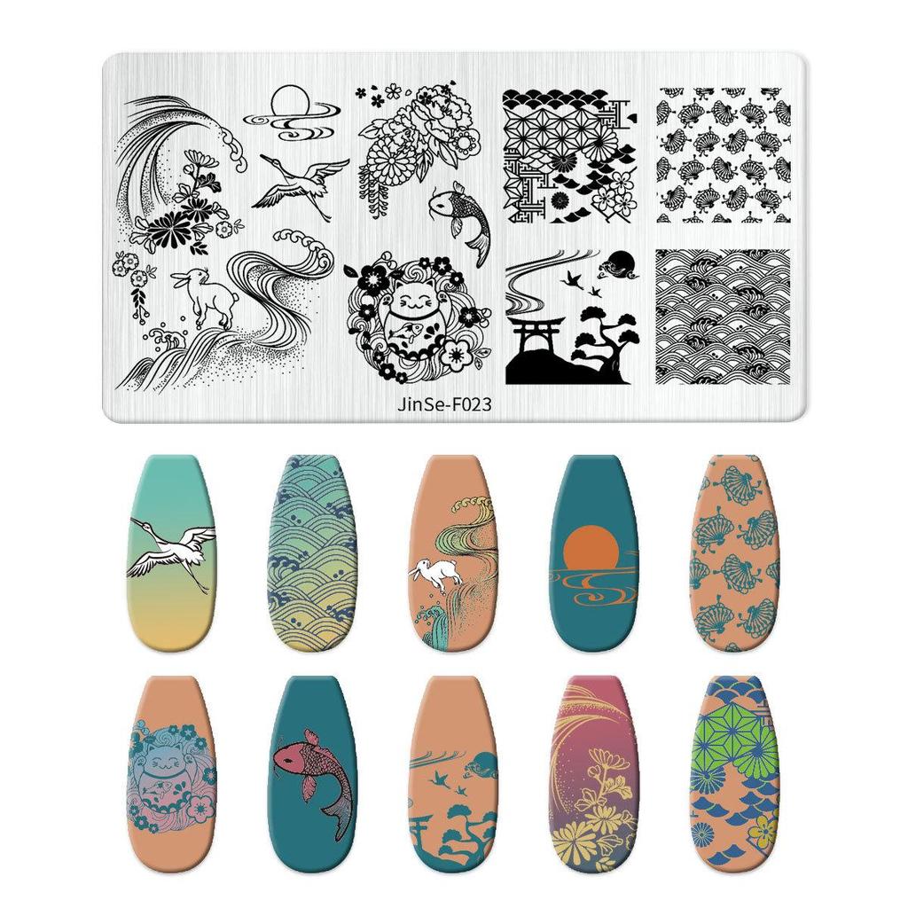 Nail Art Silicone Stamp & Geometric Steel Plate Set