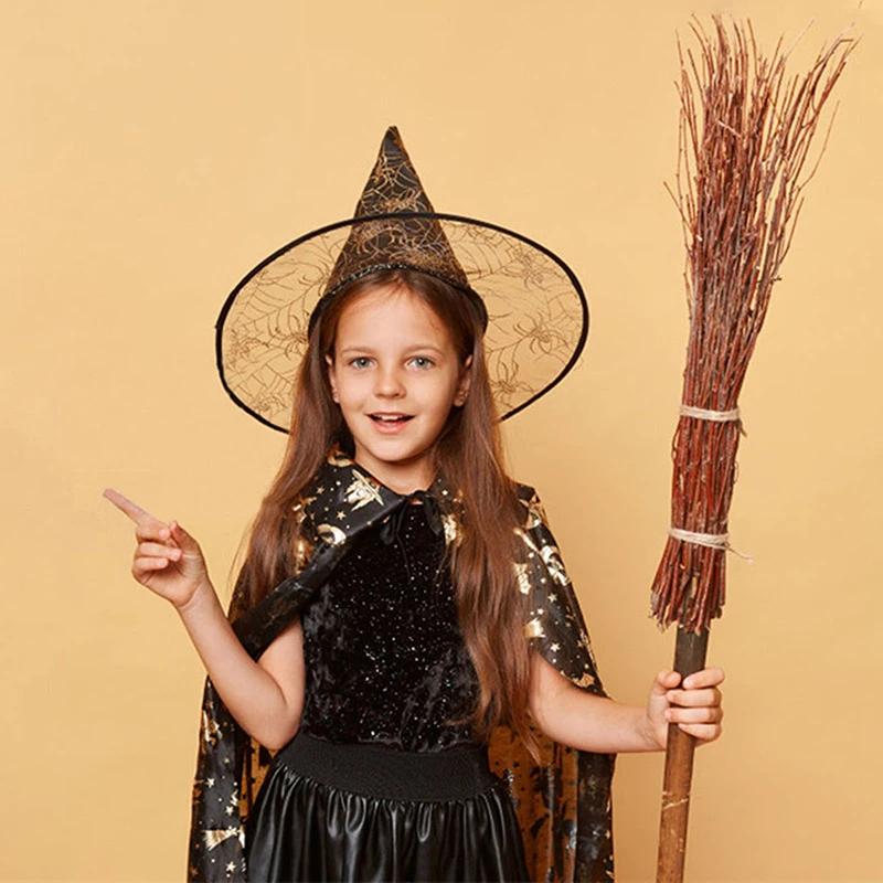 Witch Hat Halloween Hat Costume Props for Adults Children Cosplay Witch Dress Up Wizard Headwear Halloween Party Favor 7 Colors