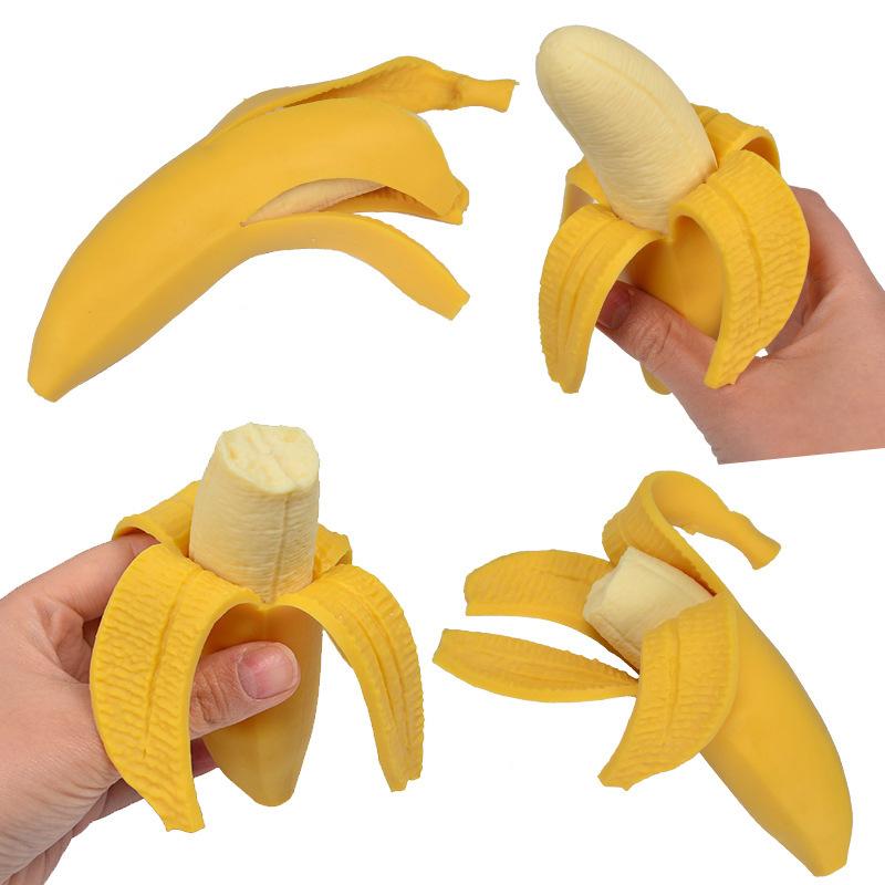 Realistic Peeled‑Banana Squishy Fidget Toy, Stretchable Tpr Stress‑Relief Squeeze Toy, Funny Prank Novelty Sensory Toy
