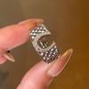 Light luxury and high-end U-shaped chic horseshoe rings for women fashion silver  Willow Ding ring Couple banquet