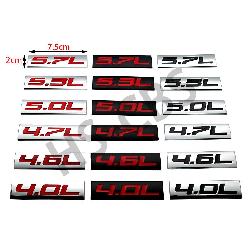 fsbn3 3D Metal 4.0L 4.6L 4.7L 5.0L 5.3L 5.7L Car Rear Trunk Emblem Badge For Jepp Dodge  Volvo Ford Cadillac Chevrolet  Honda Toyota