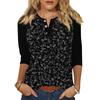 Women's T Shirt Print Button 3/4 Sleeve Daily Weekend Fashion Basic V- Neck Regular Top