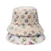 1pc Women Fleece Bucket Hat with Butterfly Print,Casual Windproof Warm Hat for Autumn/Winter Suitable for Outdoor Travel Holiday