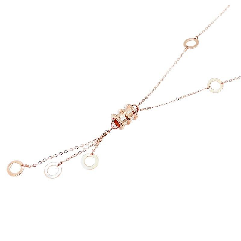 Purple Gold Color Gold Plated Rose Gold Round Bead Set Chain Niche Chinese Simple Fringed Necklace