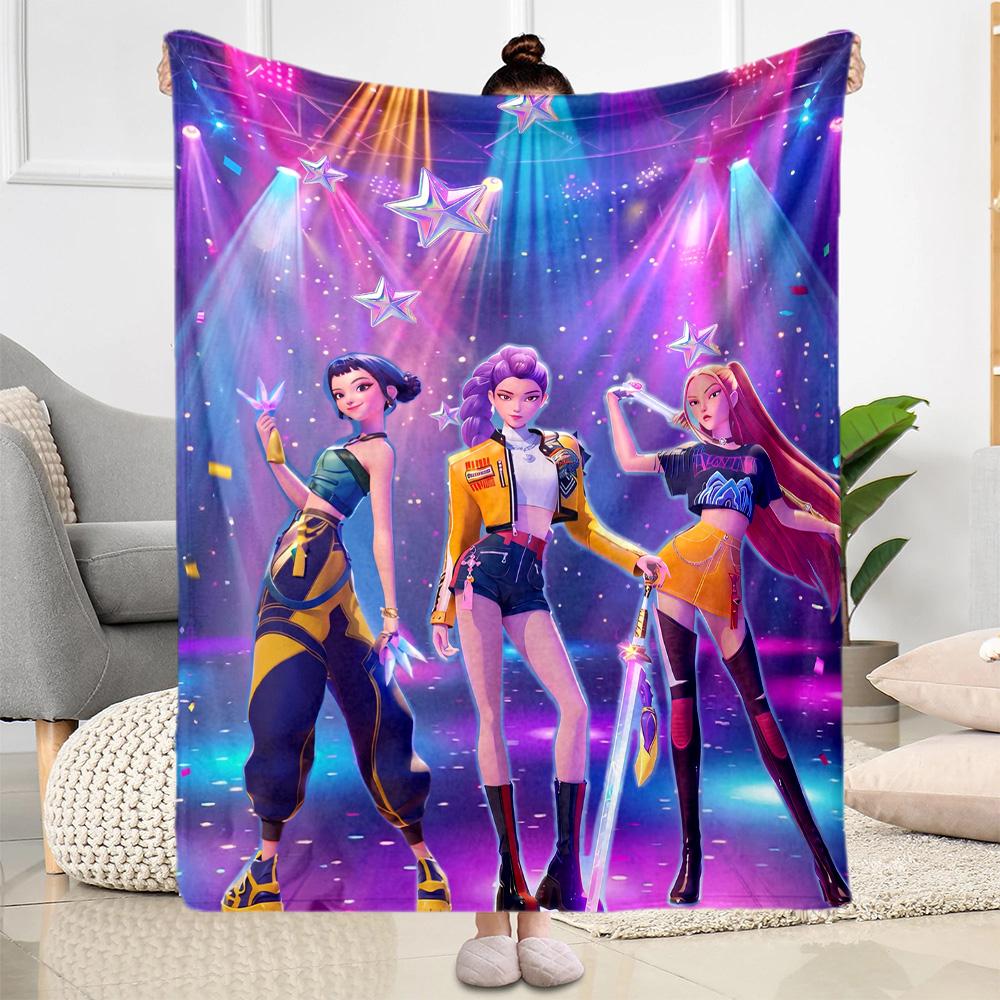 K-pop Demon Hunters Blanket Comfortable Suitable for Bedding Office Livingroom Four Seasons Universal Stylish Decor