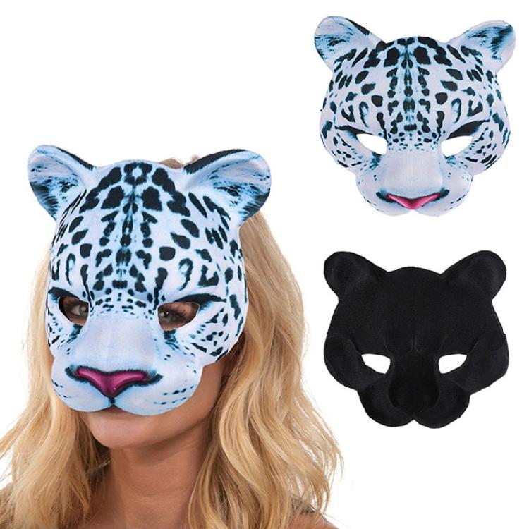 Schneeleopard Halbmaske Tier Cosplay Maske Halloween Kostümzubehör Für Männer Frauen Cosplay Halloween Feier