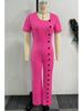 Irregular Neckline Waist-Gathering Wide-Leg Jumpsuit