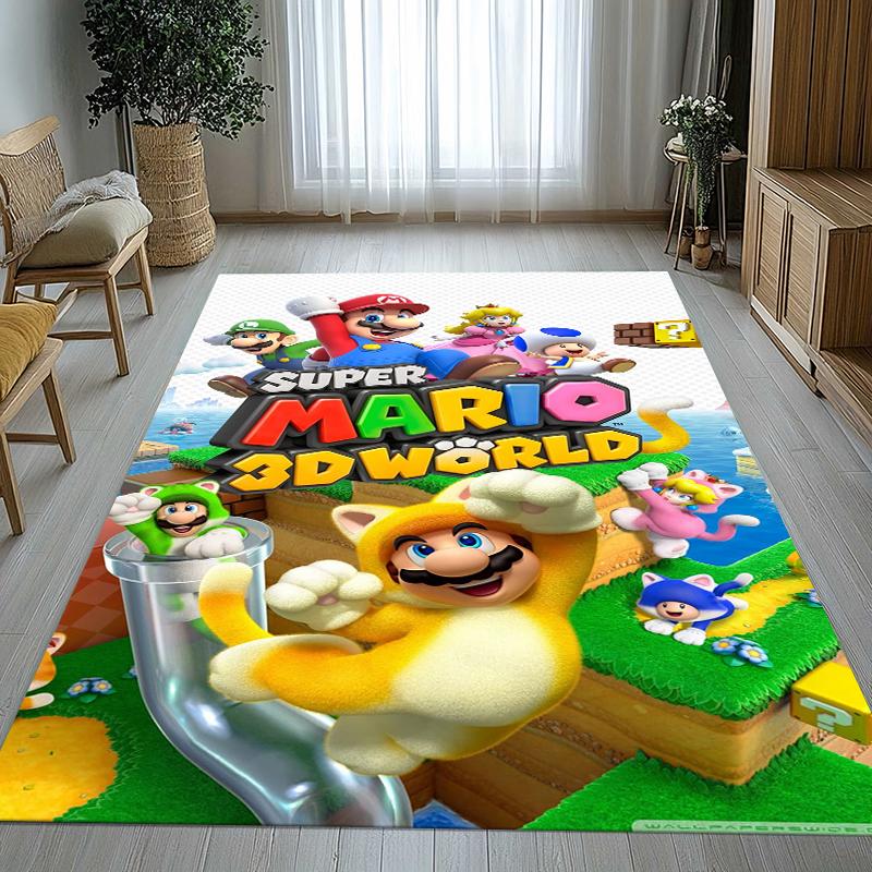 Tappeto Retro M-Mario Bros Gioco Cartone Animato Soggiorno Antiscivolo Tappeto Morbido per Camera da Letto Stanza dei Giochi dei Bambini Divano, Tappetino Decorazione Casa Regalo