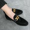 Large Size Men's British Pointed Leather Shoes Suede Sleeve Lazy Loafers Nightclub Hairstylist Youth Tide Shoes