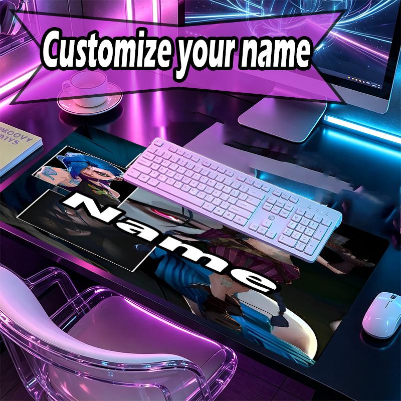 Custom Name Personalized Jinx Pattern Mousepad, Laptop PC Desk Mat, Decorative Desk Mat for Home Keyboard Pad Gift