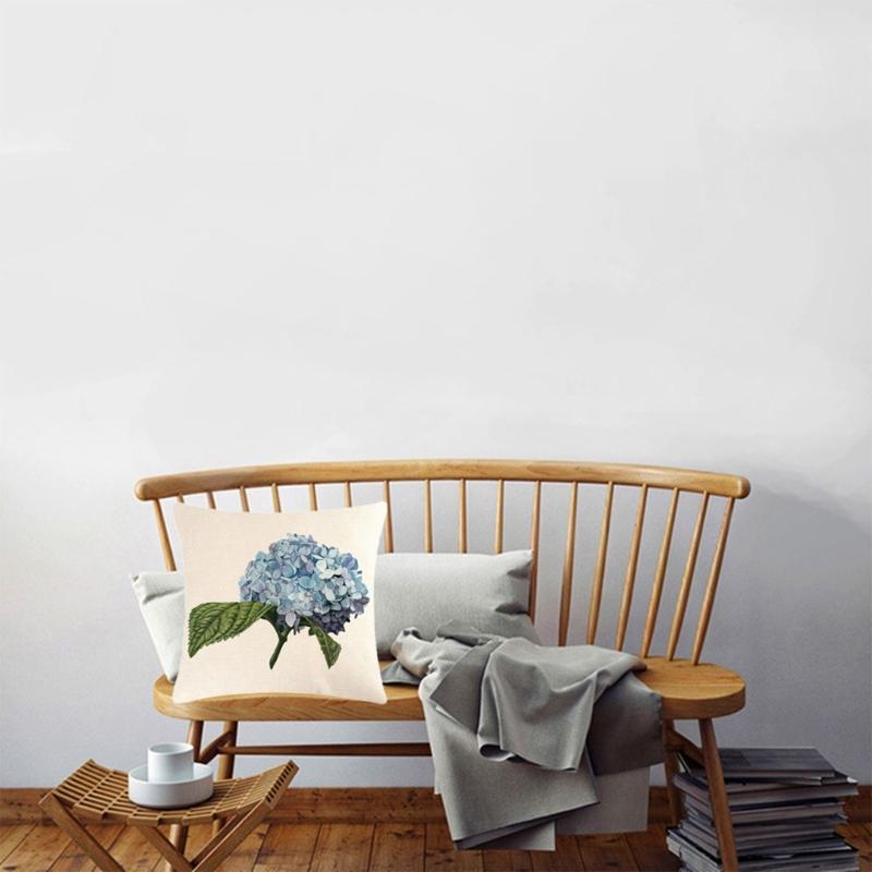 Stylishs Flower Cushions Cover Hydrangea Throw Pillow Cover Linen Material