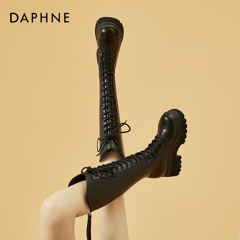 Daphne Women s Plush-Lined Lace-Up Tall Boots 38 чёрный