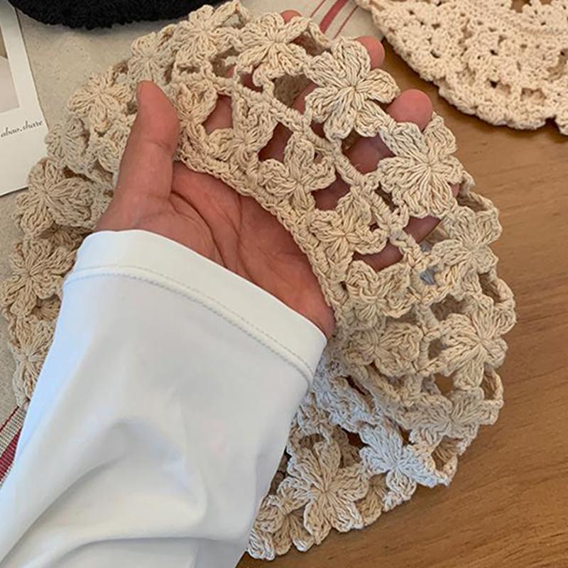 Summer Women'S Solid Color Flower Hollow Beret French Vintage Painter Hat