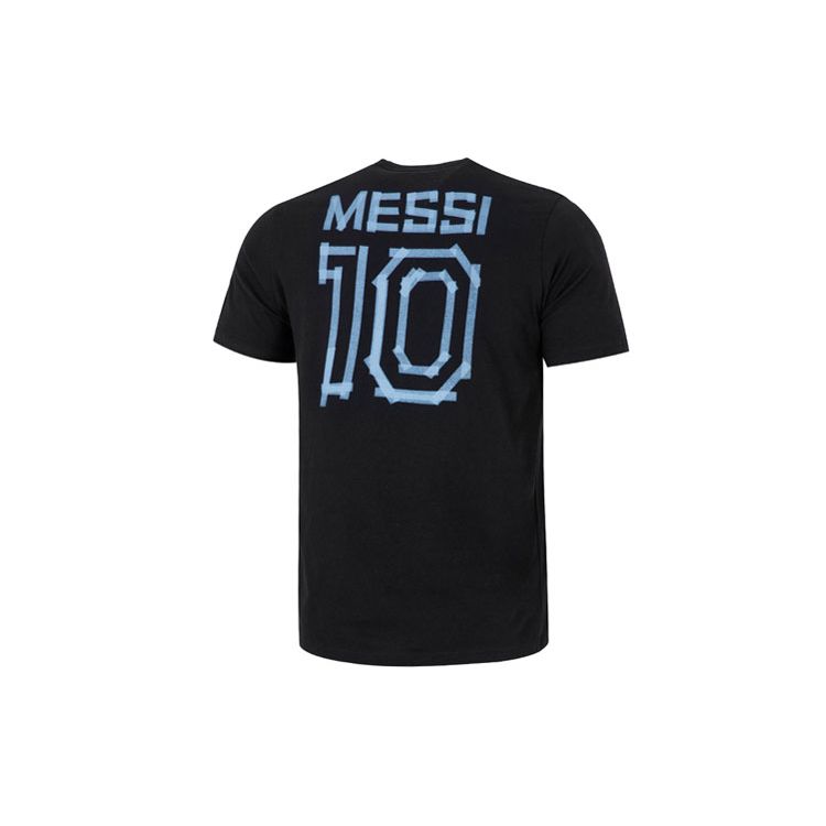Adidas Messi Graphic Number Print Soccer Sports Short Sleeve T-Shirt Men Tops Black HA0931