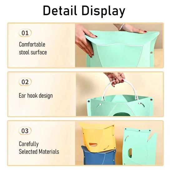 Folding Stool Ergonomic Design Portable Seat Travel Stool for Knee Relief Handle Holes Travel Camping Fishing