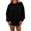 Damen Lässiger Farbkragen Langarm Lockerer Pullover Sweatshirt Top
