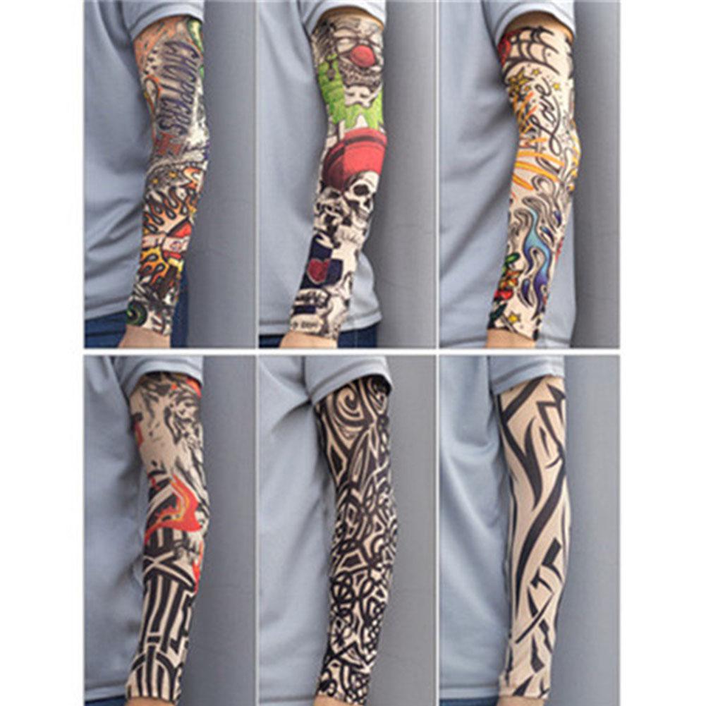 Stretch Nylon Ärmar Halloween Tatuering Rekvisita UV Solskydd Kylande Utomhussporter Hästhoppning