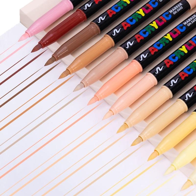 

12 Colors Acrylic Paint Pen Soft Tip Paint Markers Graffiti Pen Waterproof Acrylic Markers for Crafts Rock Painting 1