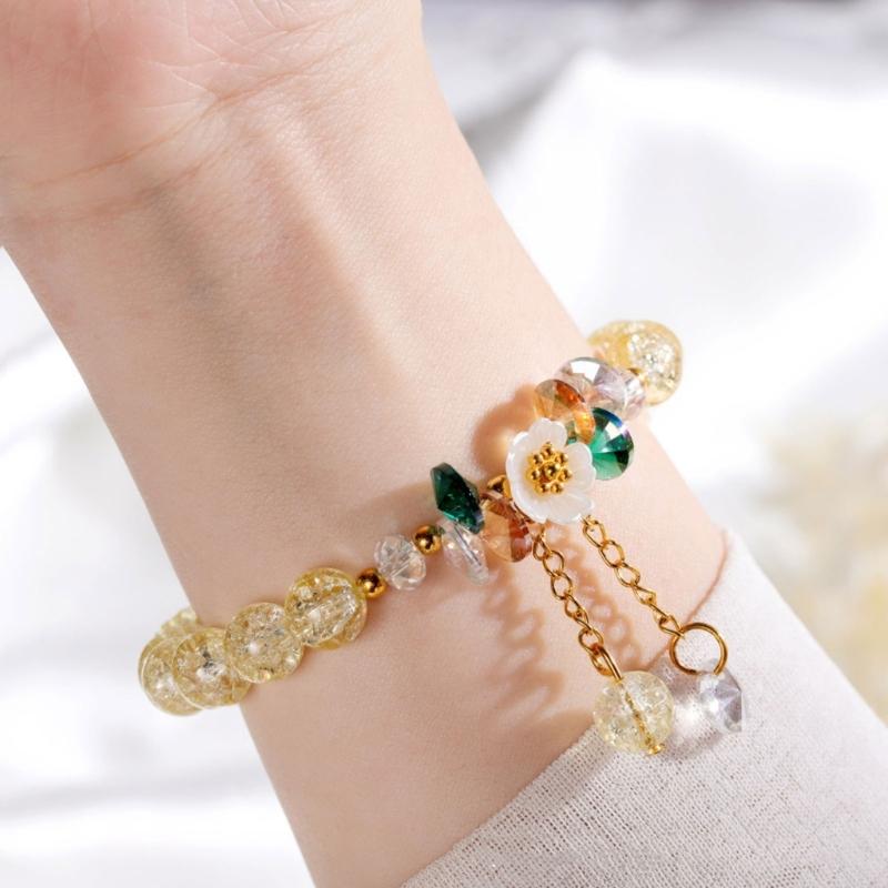 Colorful Flower Bracelet Elastic Bracelet Women Bracelet Beads Bracelet Wrist Jewelry Perfect for Party Wedding Gift