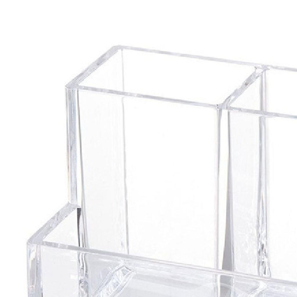 Transparent Acrylic Pen Holder 3 Compartment Large Capacity Students Desktop Storage Organizer for S