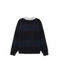 NOTIG Wool Blend Boucle Thierry Stripe Sweater Navy_Oka3Swtl102N1