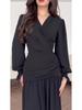 2025 European & American Style Chiffon Black Dress, Wine Red, Spring Collection