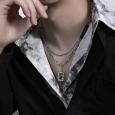 Pearl Necklace Men's Trendy Design Men's Titanium Steel Does Not Fade High Street Ins Trendy Brand Pendant Accessories