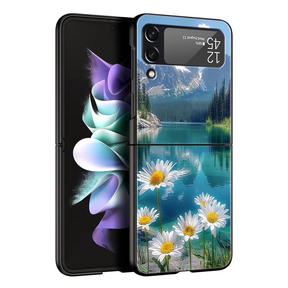 cute art pretty indie hot pink Phone Case For Samsung Galaxy Z Flip3 Flip4 Flip5 PC Shell For Z Flip 3 4 5 Hard Folding Cover