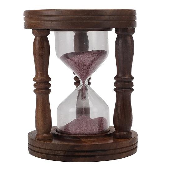 Zegar piaskowy z różowego drewna w stylu marynistycznym, klepsydra, zegar piaskowy, idealny do ćwiczeń, zaparzacz do herbaty, 5 minut, eksponat 16,51 cm