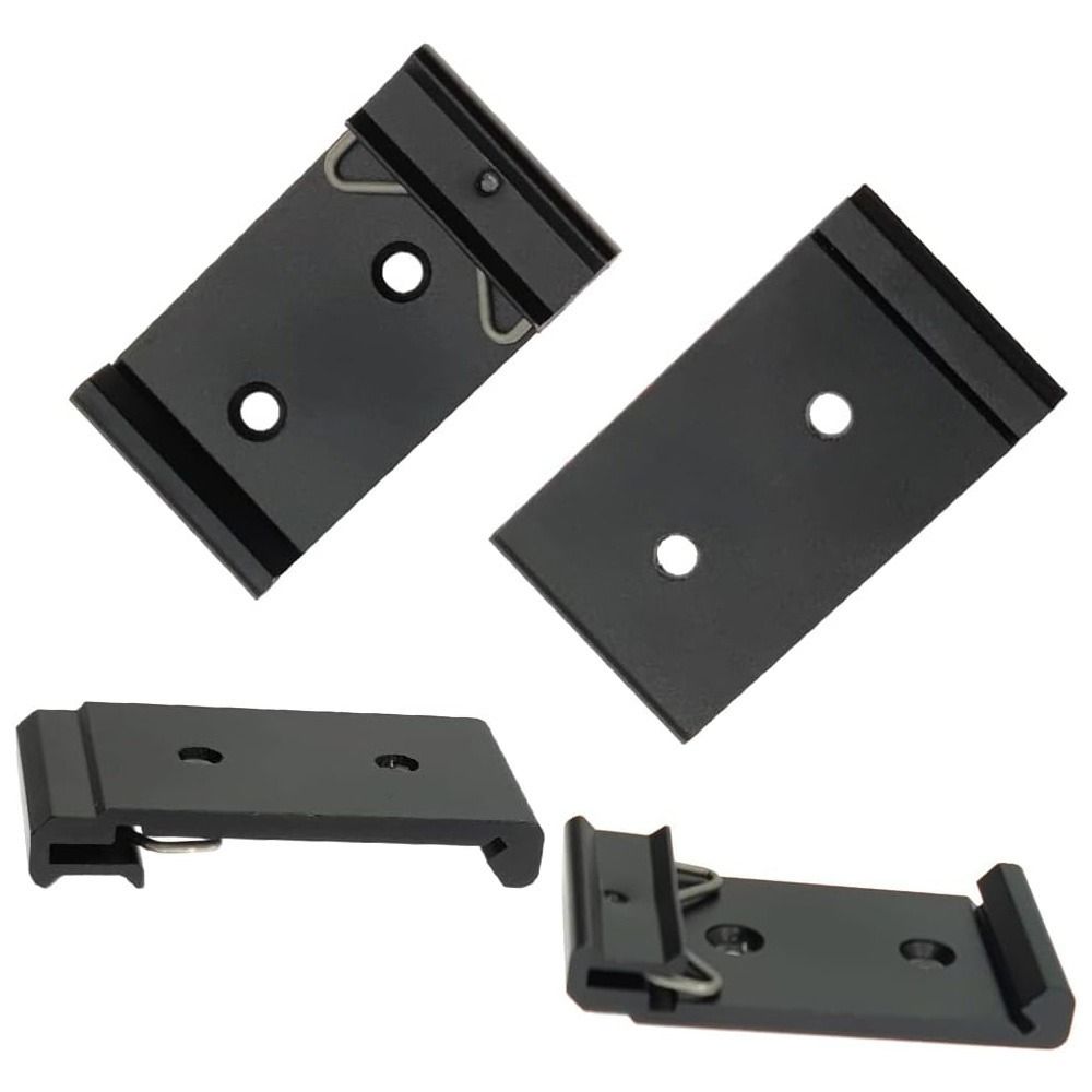 4Pcs 1.02 Width DIN Rail Mount Clip Black Universal DIN Rail Fixed Clamp Aluminum Alloy Snap In Din-Rail Mounting Brackets