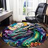 1pc Dragon StainedGlass Office Round Area Rug, Under Office Chairs Bedroom Living Room Home Decor, Room Deco