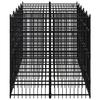 VidaXL Outdoor Dog Kennel Steel 9.22 M², Black, Powder-coated Steel, 480 X 192 X 200 Cm