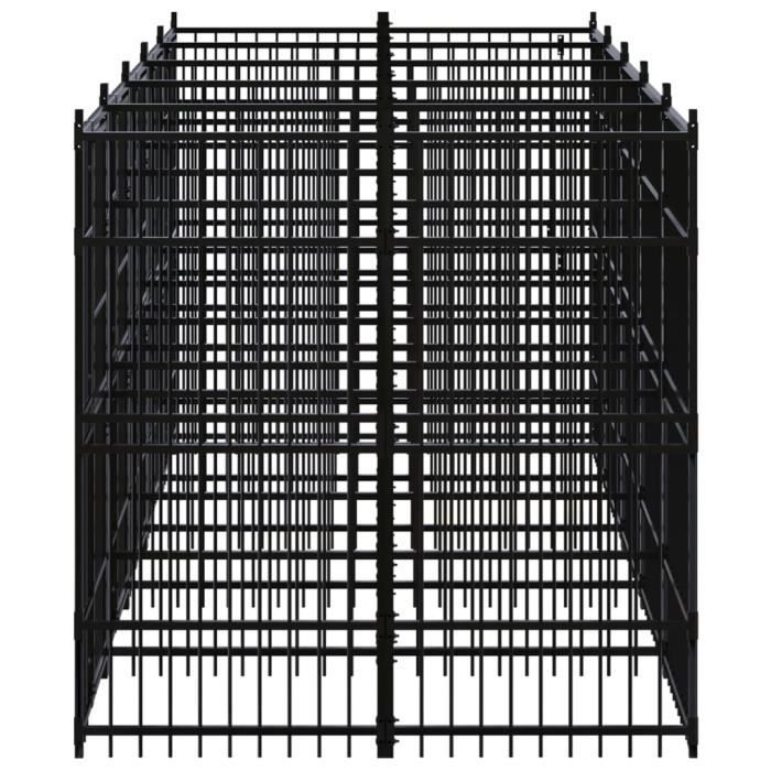 VidaXL Outdoor Dog Kennel Steel 9.22 M², Black, Powder-coated Steel, 480 X 192 X 200 Cm
