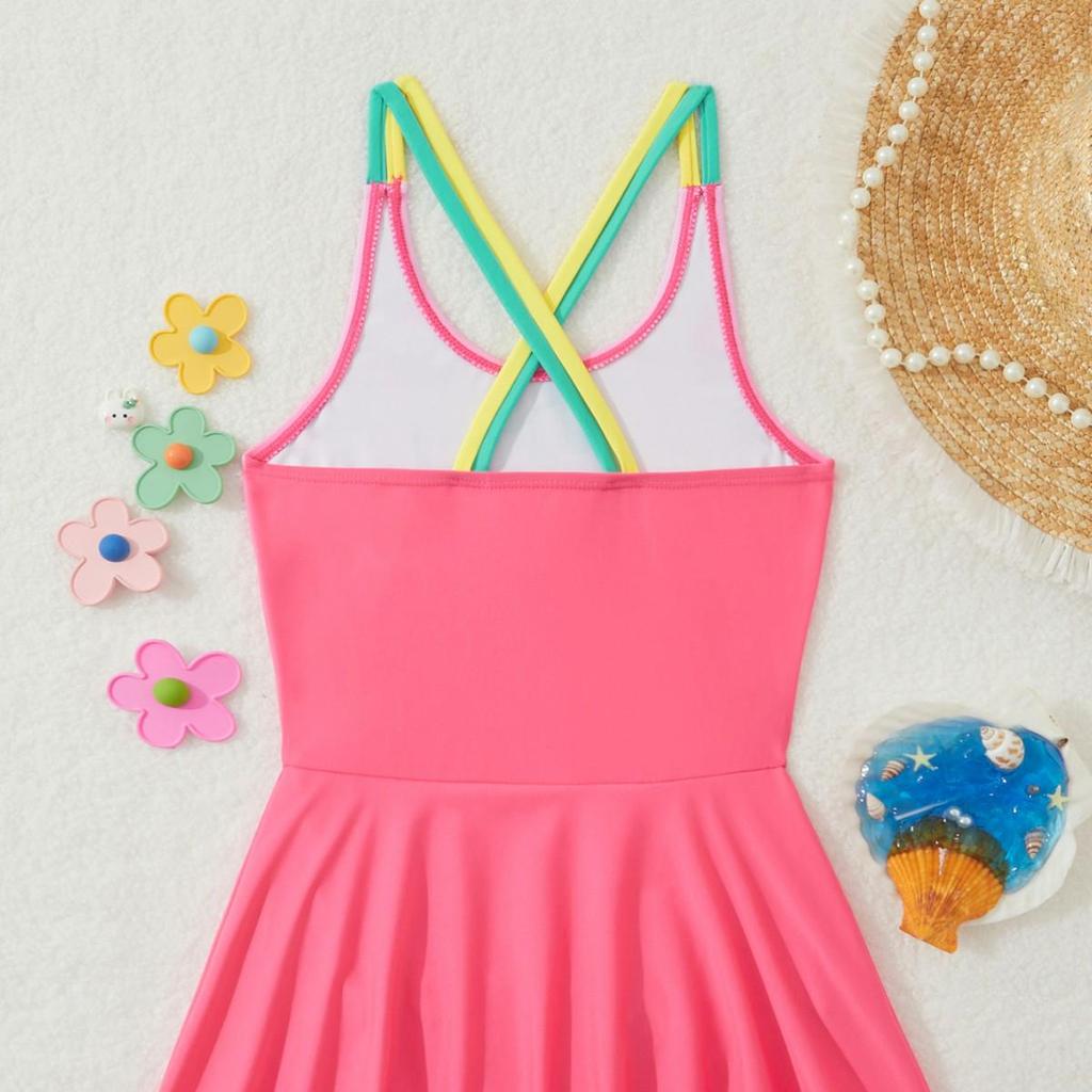 2025NEW Cute Pony Print One-Piece Swimsuit for Kids – Cartoon Princess Hot Spring Swimwear