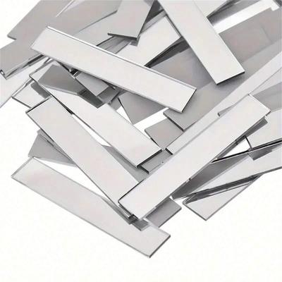1set 5cmx1cm Acrylic Rectangular Mirror Mosaic Glass Tiles Self-Adhesive DIY Decorative Material, Rectangle Mirrored