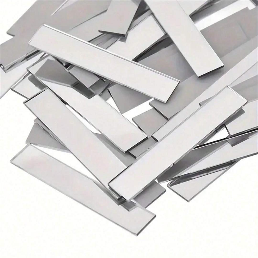 

1set 5cmx1cm Acrylic Rectangular Mirror Mosaic Glass Tiles Self-Adhesive DIY Decorative Material, Rectangle Mirrored 100pcs