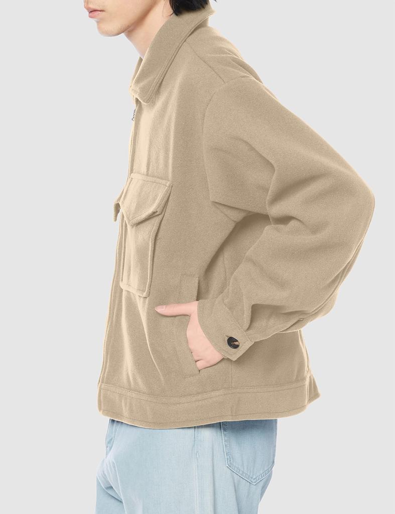 Military Jacket Tech Melton Like Swing Top Cream L [Improbes] [SIDEWAYSTANCE] A-2 Men's