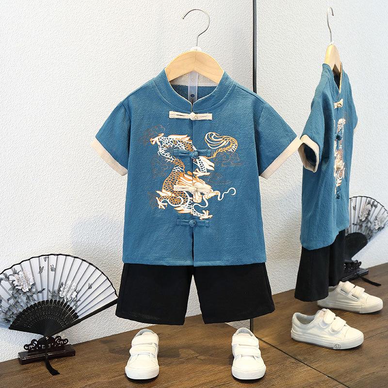 Kinder Lente Hanbok Tweedelig Pak Jongens Meisjes Chinese Stijl Oude Performance Kleding Tang Pak Ademend Performance Show Kleding Set