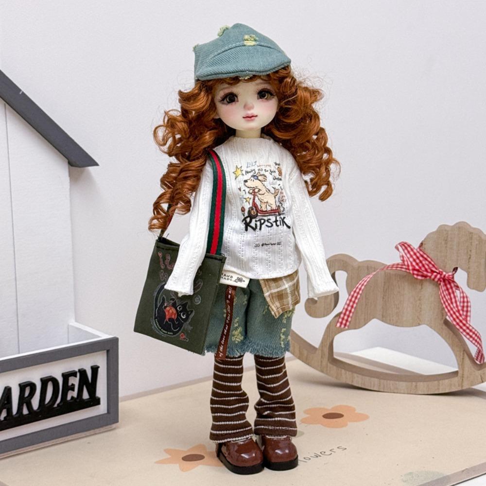 Cute Fashion 1/6 Bjd Doll Outfit With Hat Pretty 30Cm Doll Clothes Casual Set Casual Doll Dress Set Girls Toy Gifts