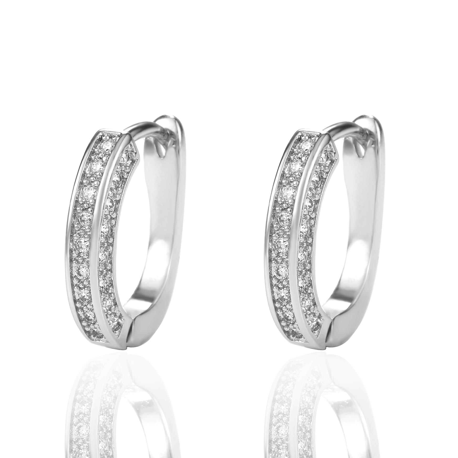 

Геометрическая серьга-клипса в форме буквы U с цирконом, супер-блестящие серьги-клипсы с полным бриллиантом для женщин белого золота