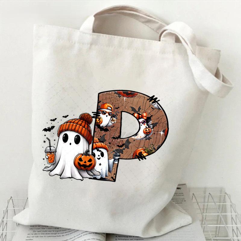 26 Letters Personalized Printing Trend Handbag Commuter Shoulder Bag Canvas Bag