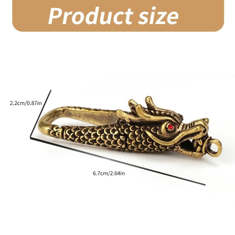 Set of 2 Dragon Head Keychain Solid Brass Carabiner Clip Key Holder Bag Charm Unisex Jewelry Making Accessories