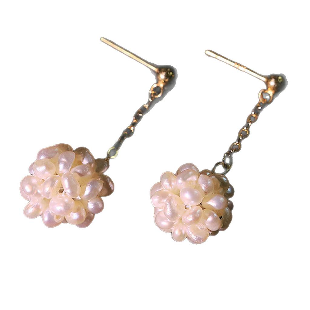 Natural freshwater pearl stud earrings for women's summer S911 Tremella needles, fresh and sweet handmade earrings, earrings, light luxury