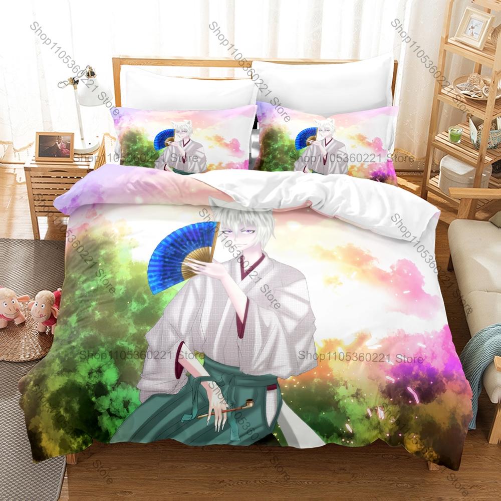 Silver Haired Fox Spirit Tomoe Graphic Supernatural Shoujo Anime Bedding Set Duvet Cover With 2 Pillowcases Teen Girly Bedroom