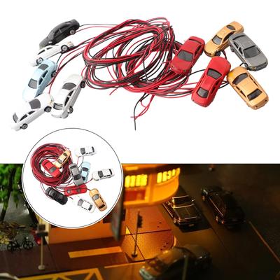 Modelo de trem Cenário Carro Escala Z Carros iluminados com faróis e lanternas traseiras
