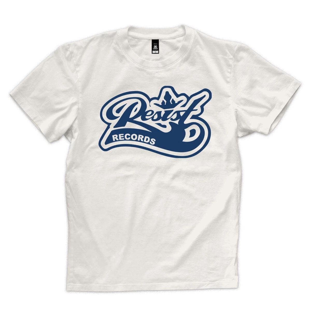 New Music Resist  Logo  Blue On Natural T Shirt 4XL