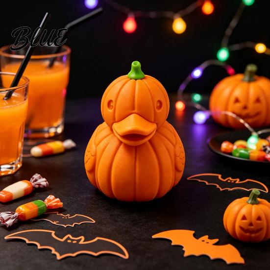 Artistic 3d Printed Ornaments Halloween Pumpkin Duck Figurine 3D Cute Fall Decorations Statue Autumn Thanksgiving Desktop Ornament Home Garden