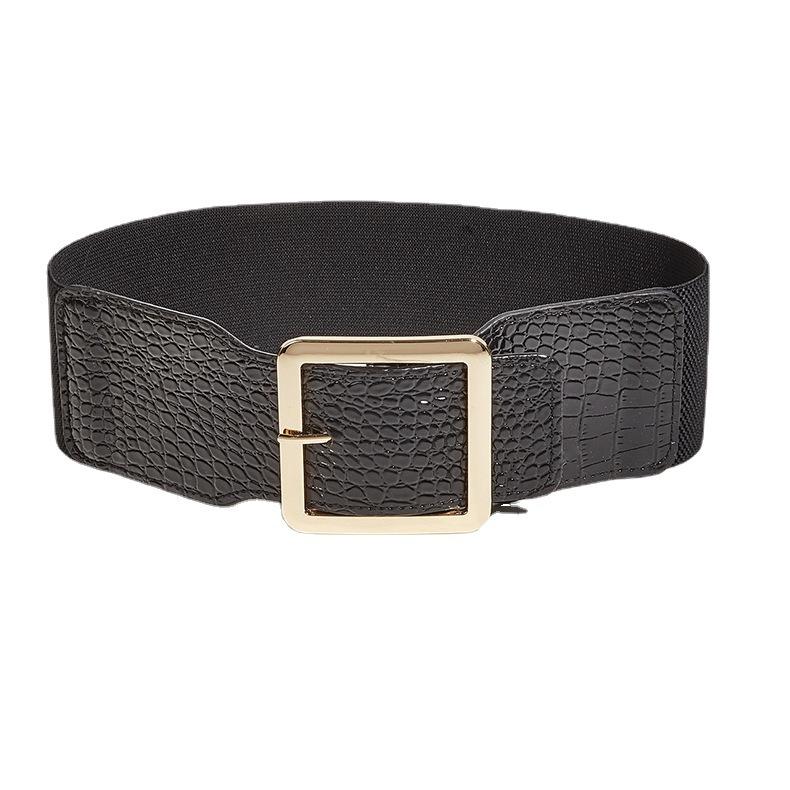Wind Ladies Wide Belt Retro Elastic Elastic Waist Seal Dress Waist Decoration